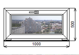 Дешёвые горизонтальные плоские откидные окна ПВХ Brusbox 500 на 1000 мм.
