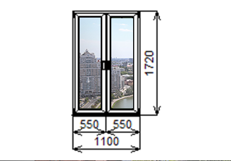 Недорогие поворотно-откидные двухстворчатые окна в сталинке 1720 на 1100 мм.